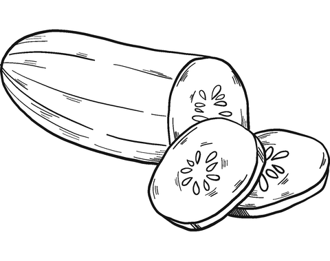 Cut Cucumber Coloring Page